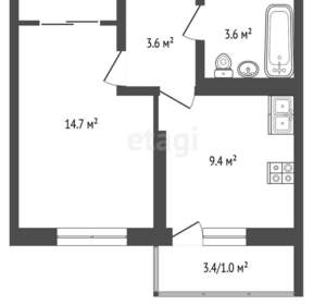 1-к квартира, вторичка, 32м2, 16/23 этаж