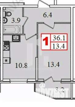 1-к квартира, вторичка, 36м2, 3/20 этаж
