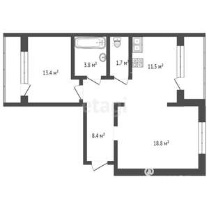 2-к квартира, вторичка, 75м2, 5/7 этаж