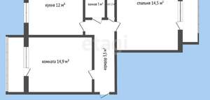 2-к квартира, вторичка, 49м2, 5/5 этаж