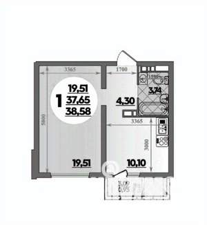 1-к квартира, вторичка, 39м2, 11/16 этаж