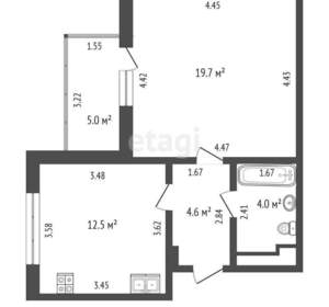 1-к квартира, вторичка, 41м2, 4/19 этаж