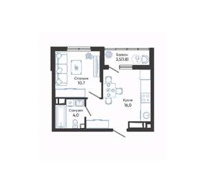 1-к квартира, вторичка, 33м2, 9/24 этаж