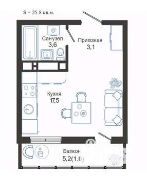 Студия квартира, вторичка, 26м2, 14/24 этаж