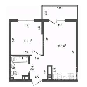 1-к квартира, вторичка, 41м2, 19/24 этаж