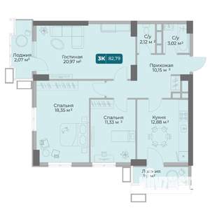 3-к квартира, вторичка, 83м2, 4/17 этаж