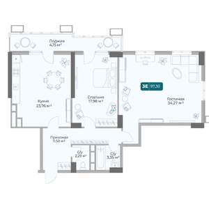 2-к квартира, вторичка, 97м2, 5/17 этаж