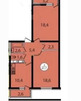 2-к квартира, вторичка, 60м2, 6/16 этаж
