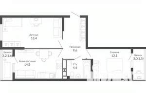 2-к квартира, вторичка, 62м2, 19/23 этаж