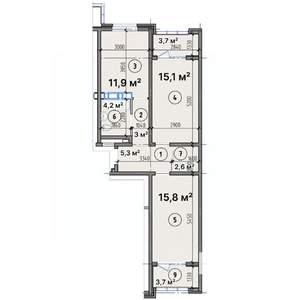 2-к квартира, вторичка, 65м2, 3/16 этаж