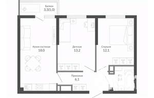 2-к квартира, вторичка, 54м2, 22/23 этаж