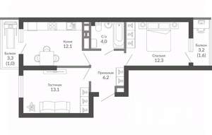 2-к квартира, вторичка, 50м2, 10/23 этаж