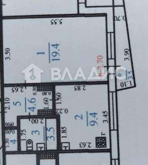 1-к квартира, вторичка, 39м2, 9/9 этаж