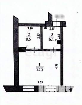 2-к квартира, вторичка, 40м2, 2/2 этаж