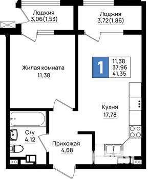 1-к квартира, вторичка, 41м2, 2/9 этаж