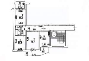 3-к квартира, вторичка, 62м2, 10/10 этаж