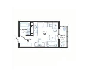 Студия квартира, вторичка, 23м2, 19/24 этаж