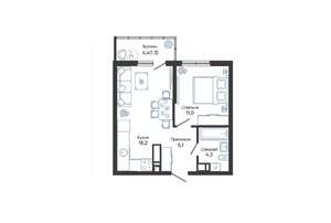 1-к квартира, вторичка, 40м2, 17/24 этаж