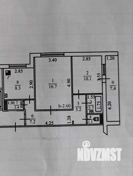 2-к квартира, вторичка, 58м2, 6/9 этаж