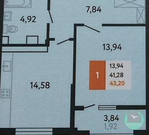 1-к квартира, вторичка, 43м2, 21/23 этаж