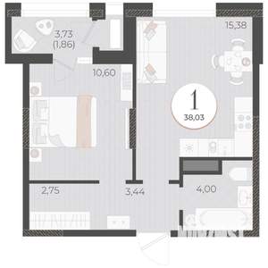 1-к квартира, вторичка, 38м2, 2/9 этаж