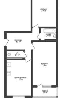 2-к квартира, вторичка, 61м2, 8/16 этаж