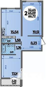2-к квартира, строящийся дом, 67м2, 9/16 этаж