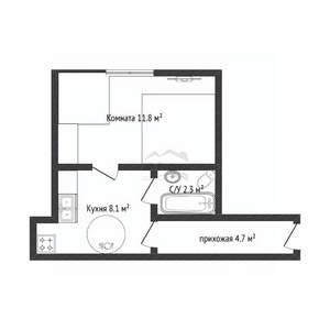 1-к квартира, вторичка, 27м2, 1/5 этаж