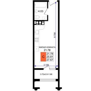 Студия квартира, вторичка, 28м2, 7/8 этаж