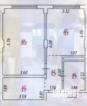 1-к квартира, вторичка, 50м2, 2/8 этаж