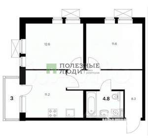 2-к квартира, вторичка, 48м2, 4/24 этаж