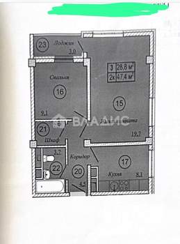 2-к квартира, вторичка, 47м2, 9/15 этаж