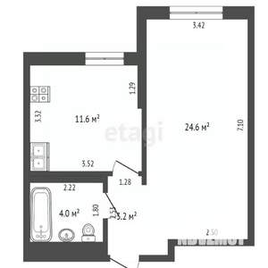 1-к квартира, вторичка, 43м2, 14/21 этаж