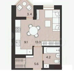 Студия квартира, вторичка, 32м2, 20/22 этаж