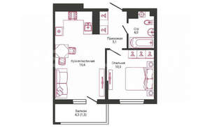 2-к квартира, вторичка, 42м2, 6/23 этаж