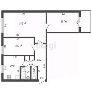 3-к квартира, вторичка, 59м2, 9/9 этаж
