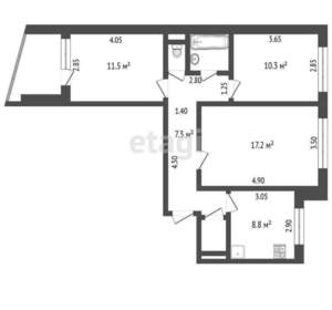 3-к квартира, вторичка, 66м2, 9/9 этаж