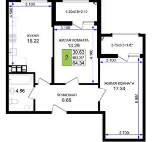 2-к квартира, вторичка, 64м2, 2/8 этаж