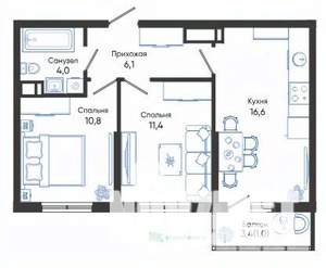2-к квартира, вторичка, 50м2, 18/24 этаж