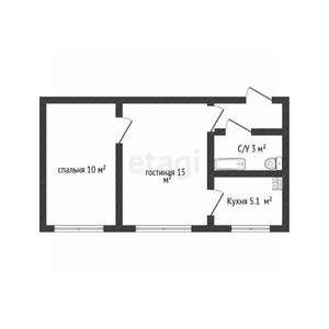 2-к квартира, вторичка, 35м2, 1/2 этаж