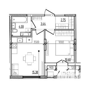 1-к квартира, вторичка, 38м2, 4/9 этаж