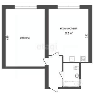 1-к квартира, вторичка, 61м2, 3/4 этаж