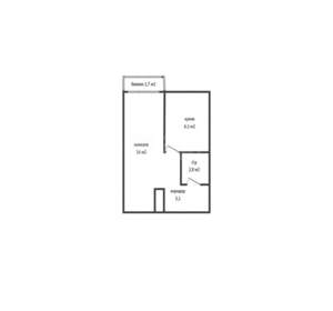 1-к квартира, вторичка, 30м2, 4/4 этаж