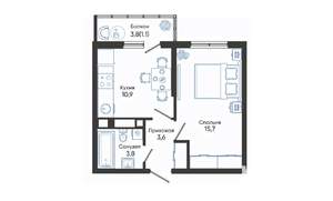 1-к квартира, вторичка, 35м2, 15/24 этаж