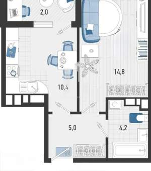 1-к квартира, вторичка, 34м2, 7/20 этаж