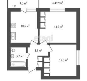2-к квартира, вторичка, 46м2, 22/25 этаж
