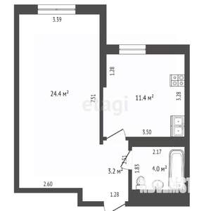 1-к квартира, вторичка, 43м2, 16/21 этаж