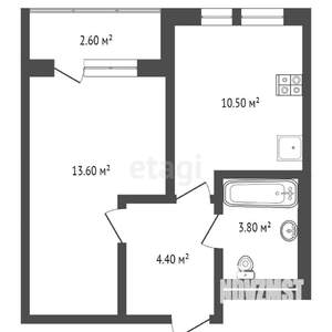 1-к квартира, вторичка, 30м2, 4/5 этаж