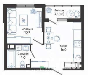 1-к квартира, вторичка, 33м2, 23/24 этаж