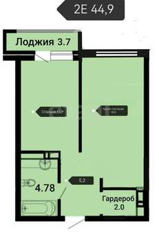 2-к квартира, вторичка, 41м2, 12/18 этаж